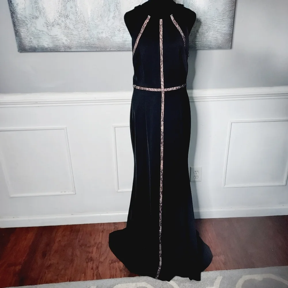 Adrianna Papell Lace Trim Asymmetric Stretch Formal Dress/Gown Sz-8 - Picture 9 of 9